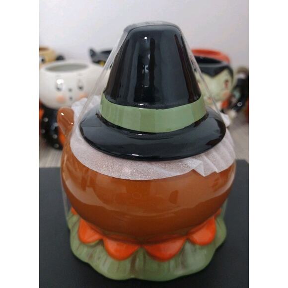 New Johanna Parker Ceramic Fox~ Thanksgiving ~Snack Jar ~ 5" Pilgrim Hat - Picture 2 of 3